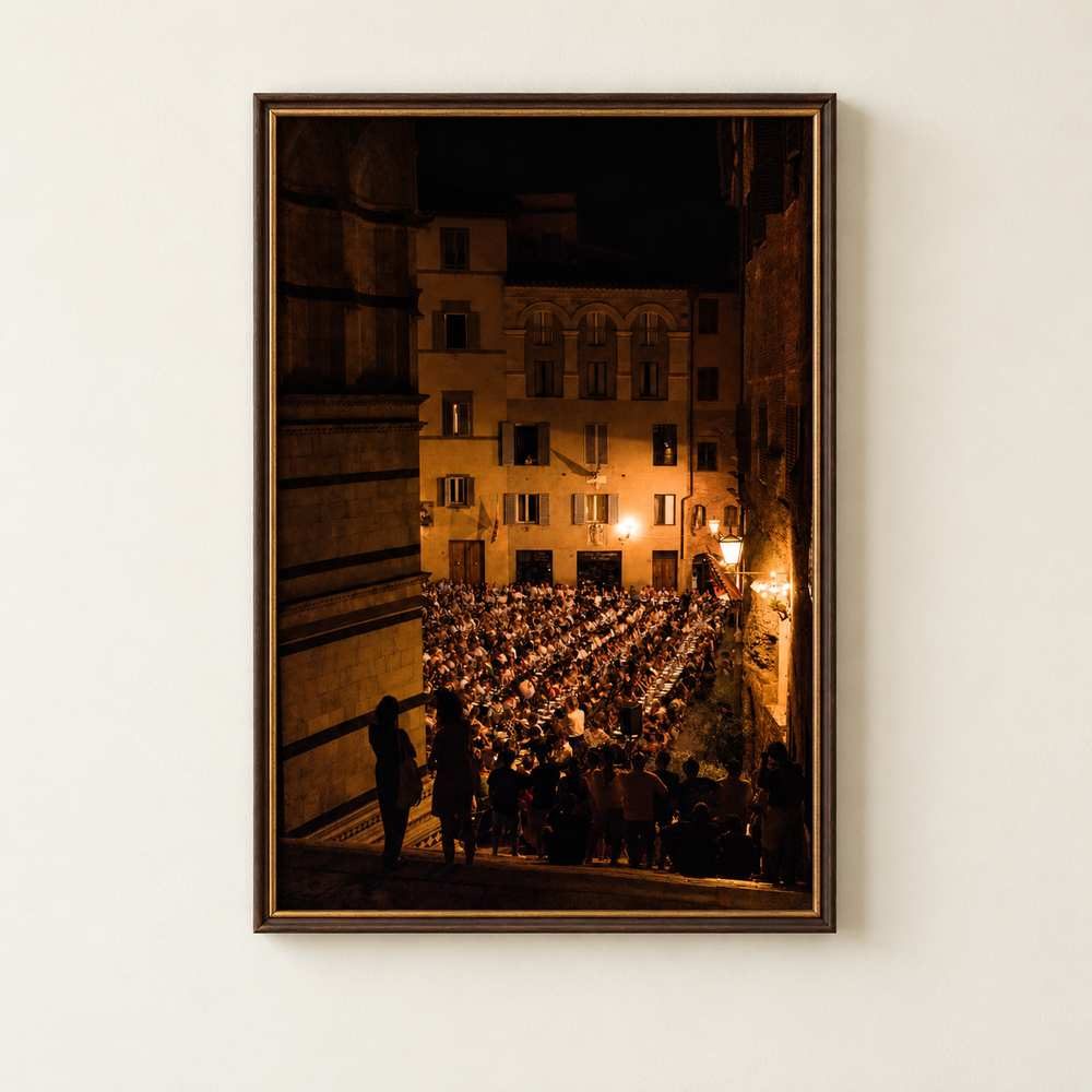 A framed print: the contrada dinner, Siena 2025